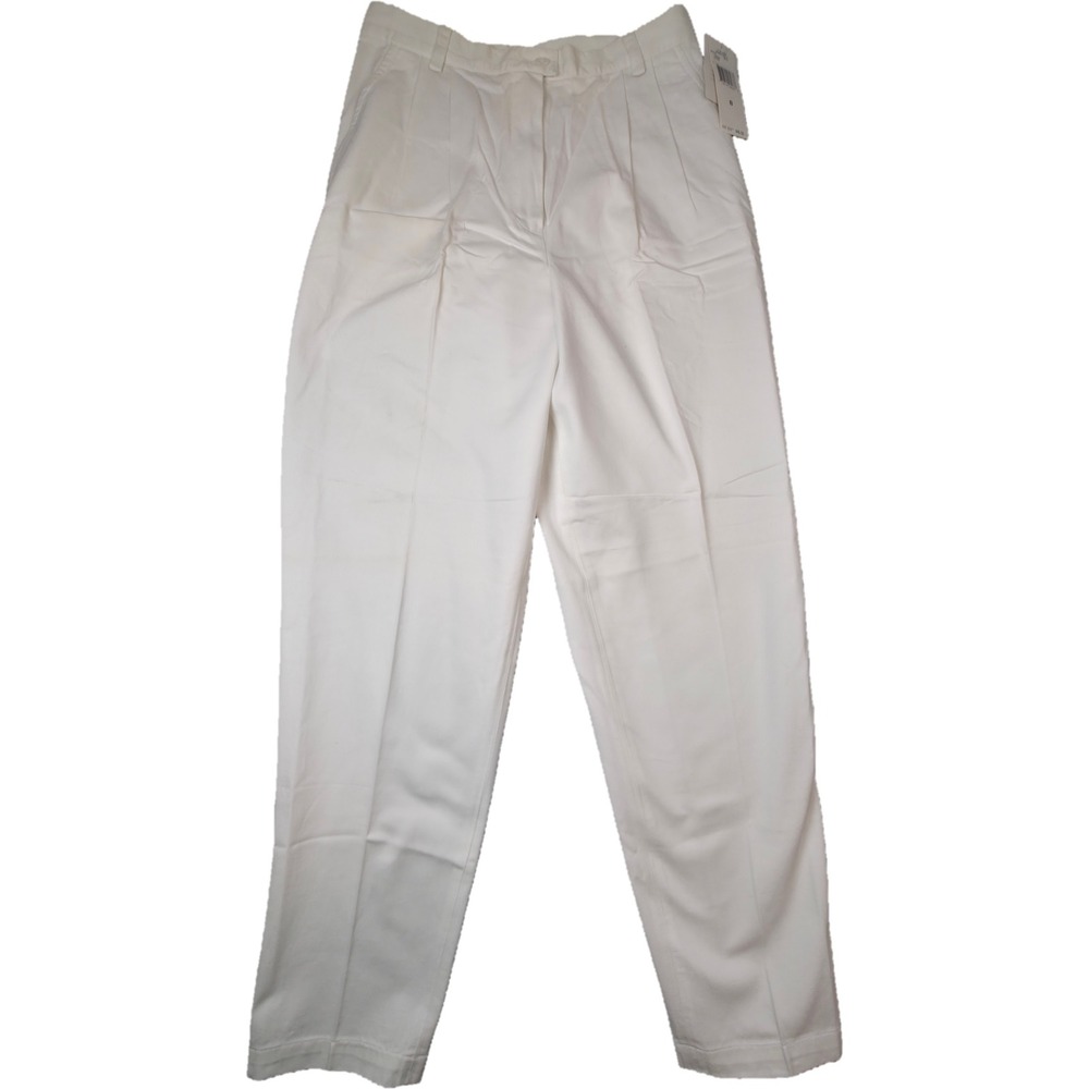 Jones New York Trousers Womens 8 White Pleated High Rise Cotton New
